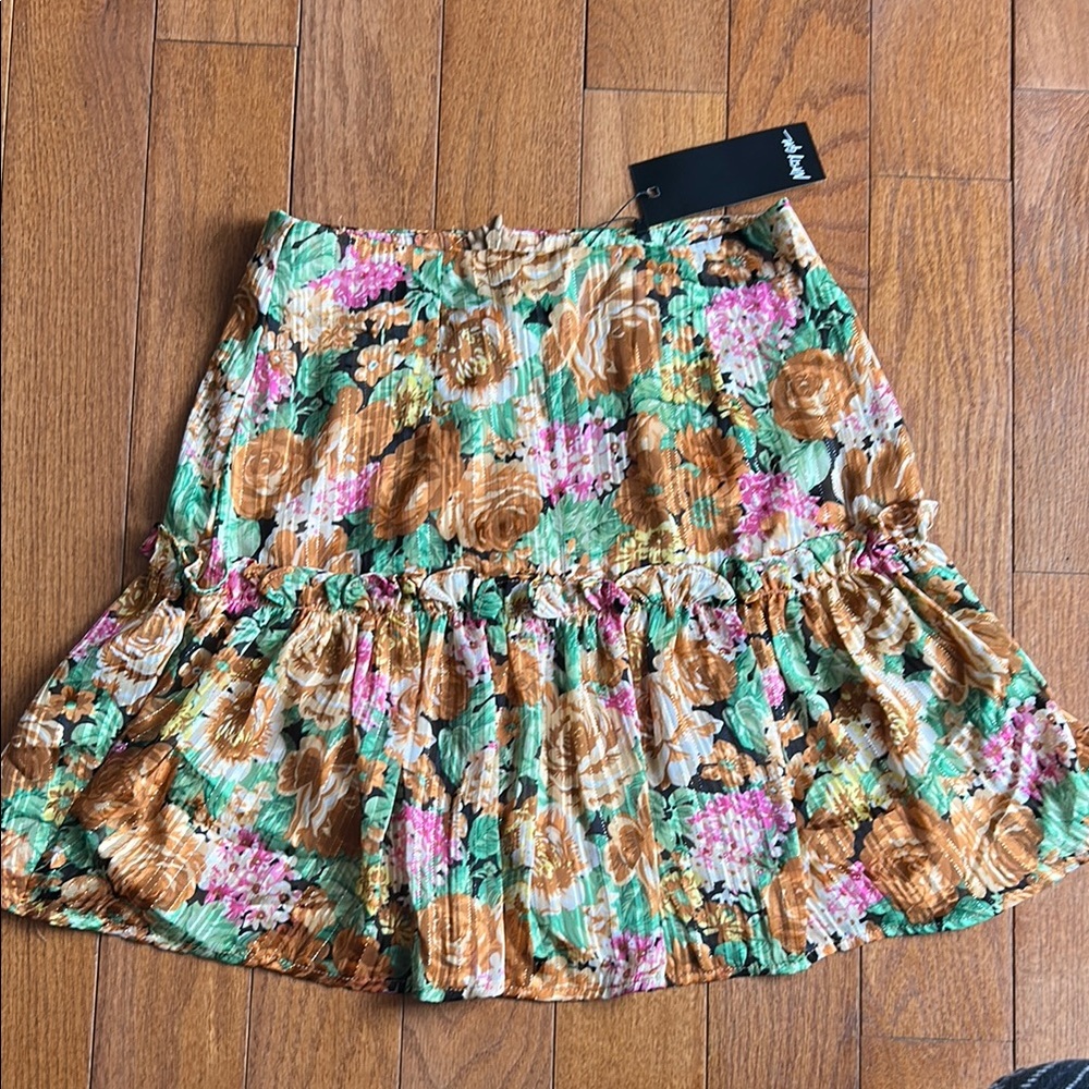 Nasty Gal Pink and Green ruffle Skirt